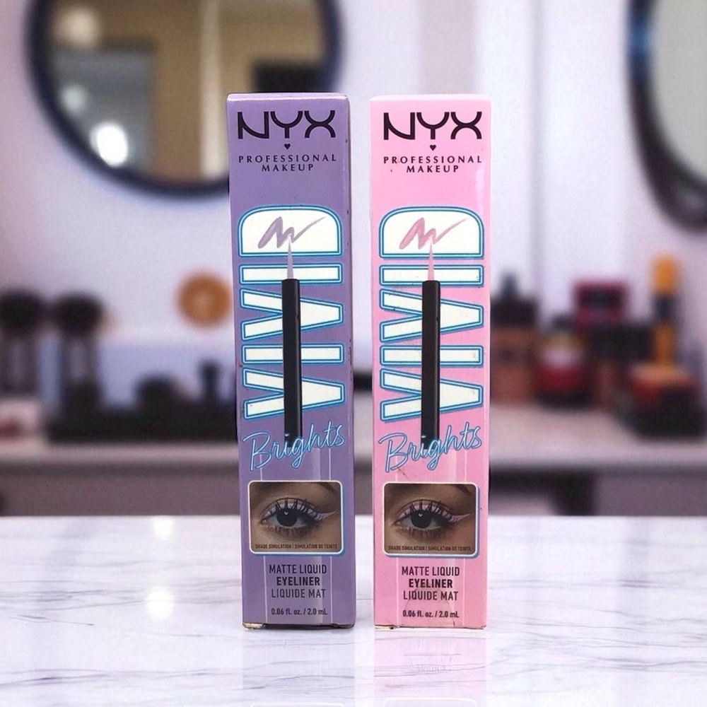 (2)-NYX PROFESSIONAL MAKEUP Vivid Brights Liquid Eyeliner Liner - LILAC & PINK